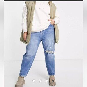 River Island Plus Women’s Jeans Size 16 US High Rise Mom Jeans Medium Blue Wash